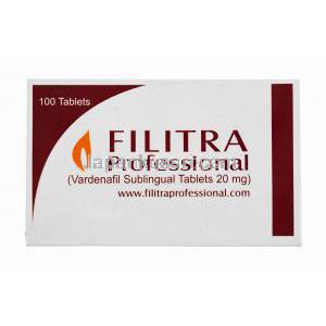 レビトラジェネリック, フィリトラ プロフェッショナル, バルデナフィル 20mg 100錠, 箱表面